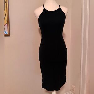Twik Halter Neck Black Midi Dress
